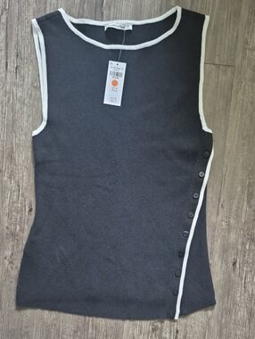 Abercrombie & Fitch Black Sleeveless Knit Tank with White Trim
